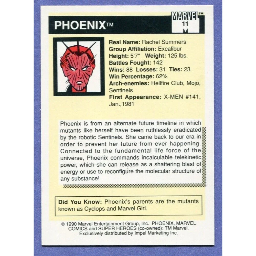 1990 Marvel Universe Card - #11 Phoenix